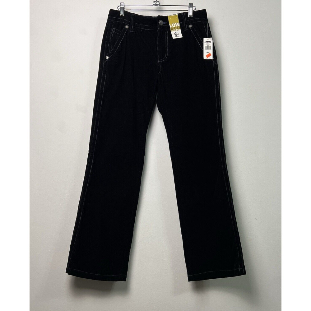Y2K NWT Old Navy Women's Corduroy Pants Sz 6 Black Wide Leg Low Rise Bootcut